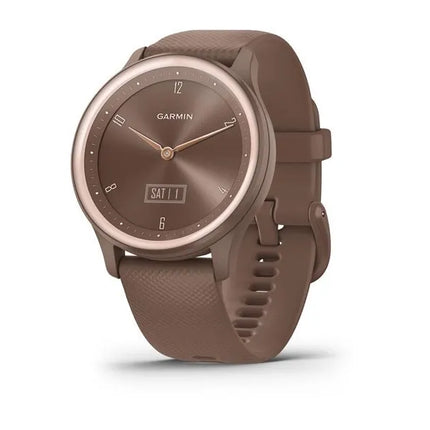 Garmin vívomove Sport - Cocoa with peach-gold accents - Smart watch with band - Silicone - Wrist size: 125-190mm - Monochrome - Bluetooth, ANT+ - 19g