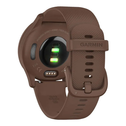Garmin vívomove Sport - Cocoa with peach-gold accents - Smart watch with band - Silicone - Wrist size: 125-190mm - Monochrome - Bluetooth, ANT+ - 19g