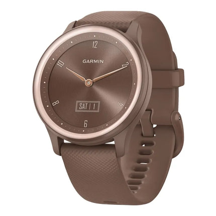 Garmin vívomove Sport - Cocoa with peach-gold accents - Smart watch with band - Silicone - Wrist size: 125-190mm - Monochrome - Bluetooth, ANT+ - 19g