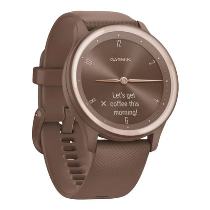 Garmin vívomove Sport - Cocoa with peach-gold accents - Smart watch with band - Silicone - Wrist size: 125-190mm - Monochrome - Bluetooth, ANT+ - 19g