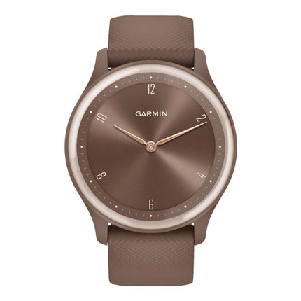 Garmin vívomove Sport - Cocoa with peach-gold accents - Smart watch with band - Silicone - Wrist size: 125-190mm - Monochrome - Bluetooth, ANT+ - 19g