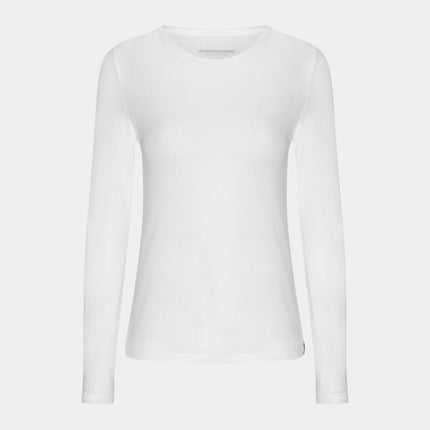 Hvid langærmet bambus T-shirt