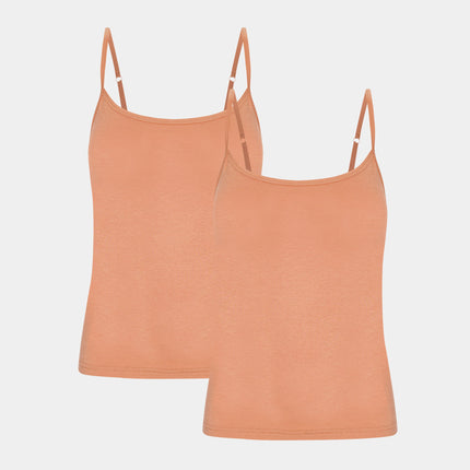 2 stk Tan bambus toppe med tynde stropper