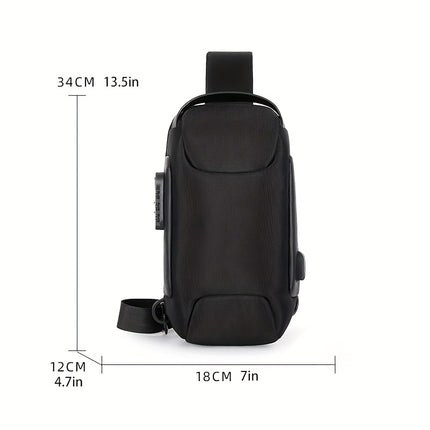 1pc Men's Anti-theft Password Lock Chest Bag, Sports Motorcycle Crossbody Bag
