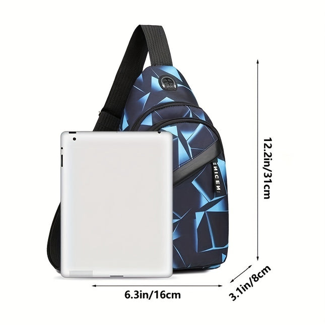 Men's Crossbody Bag With Earphone Hole Multifunction Diagonal Shoulder Bag