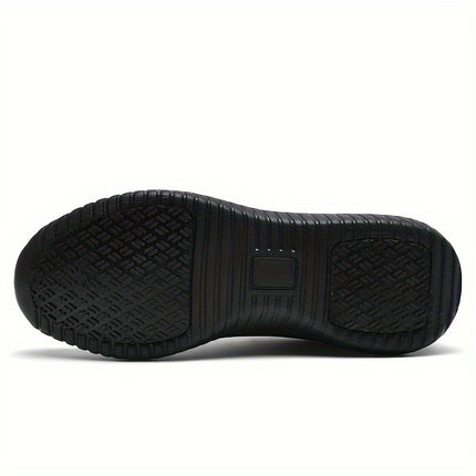 Men's Solid Color Microfiber Upper Water-Resistant & Oil Proof Chef Shoes, Comfy Non Slip Durable Cushioned Kitchen Shoes, Men's Functional Footwear