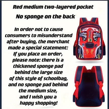 Elementary School Backpack, New Racing Boys And Children's Backpack, Waterproof And Large Capacity