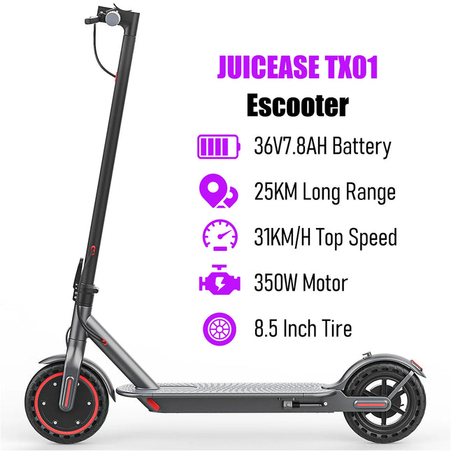 JUICEASE TX01 Electric Scooter for Adults 7.8Ah 350W Powerful Motor up to 31KM/H Speed Electric Scooter with APP 8.5 Inch Tire