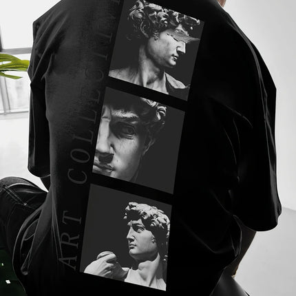 Men's Street Style Loose-Fit T-Shirt with Unique Back Print Breathable Polyester Machine Washable Fashionable casual sportswear