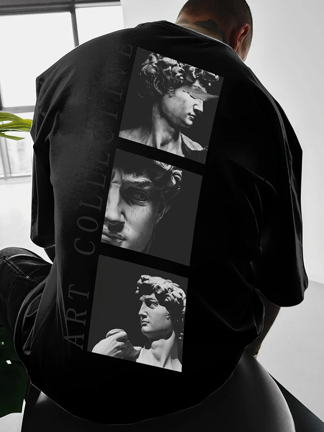 Men's Street Style Loose-Fit T-Shirt with Unique Back Print Breathable Polyester Machine Washable Fashionable casual sportswear