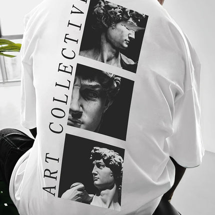 Men's Street Style Loose-Fit T-Shirt with Unique Back Print Breathable Polyester Machine Washable Fashionable casual sportswear