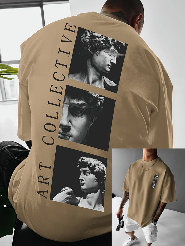 Men's Street Style Loose-Fit T-Shirt with Unique Back Print Breathable Polyester Machine Washable Fashionable casual sportswear