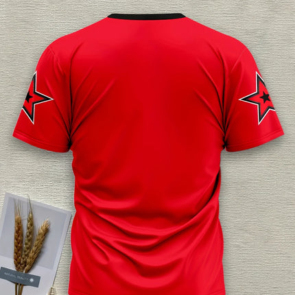 Men's Casual Crew Neck T-Shirt 88 Print Polyester Knit Fabric Slight Stretch Short Sleeve Weekend Wear Spring Fall Streetwear