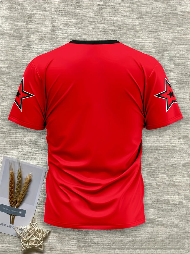 Men's Casual Crew Neck T-Shirt 88 Print Polyester Knit Fabric Slight Stretch Short Sleeve Weekend Wear Spring Fall Streetwear