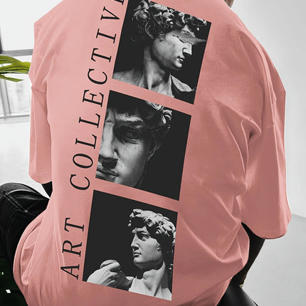 Men's Street Style Loose-Fit T-Shirt with Unique Back Print Breathable Polyester Machine Washable Fashionable casual sportswear