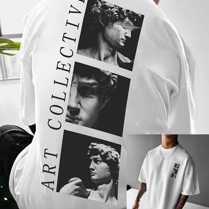 Men's Street Style Loose-Fit T-Shirt with Unique Back Print Breathable Polyester Machine Washable Fashionable casual sportswear