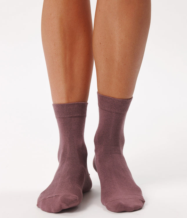 5 par bambus strømper i mauve og stribe mix (low cut)