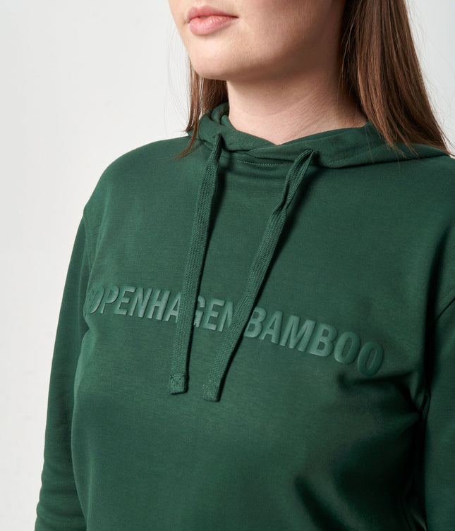 Grøn bambus hoodie med logo