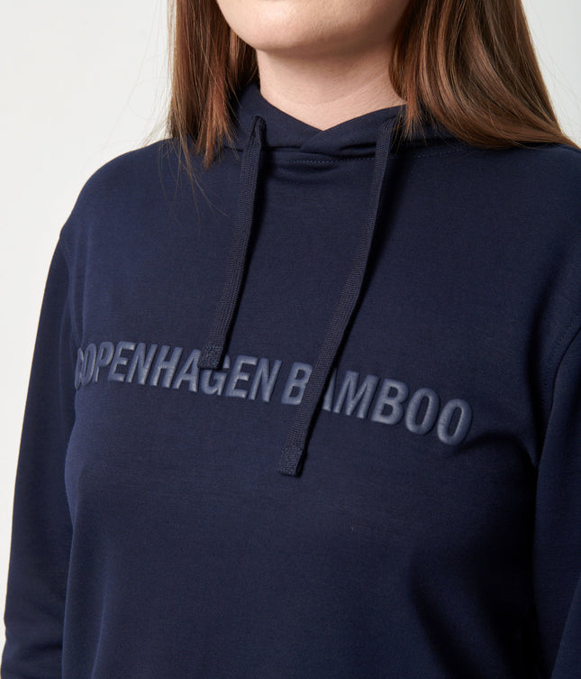 Navy bambus hoodie med logo