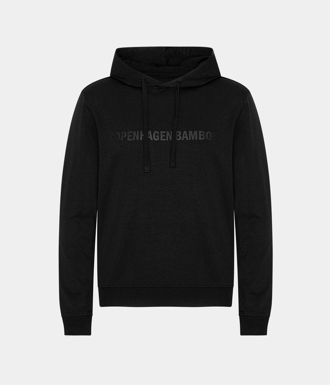 Sort bambus hoodie med logo
