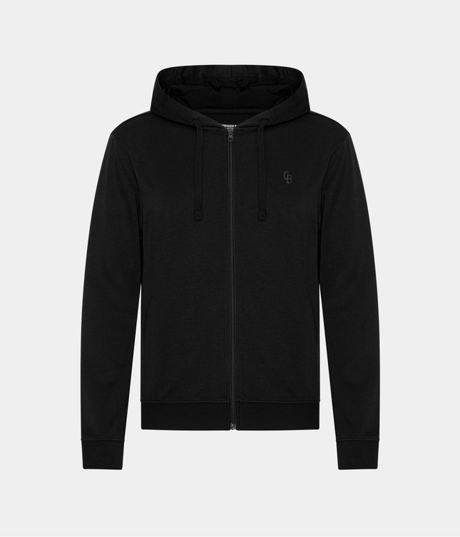 Sort bambus hoodie med lynlås