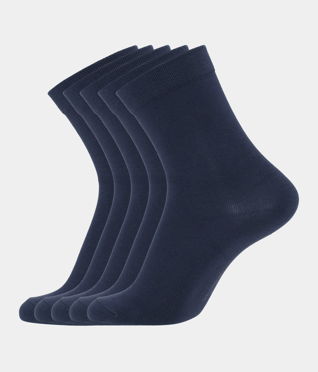 5 par navy bambus strømper