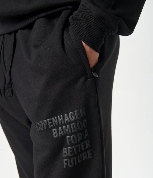 Sorte bambus sweatpants med logo