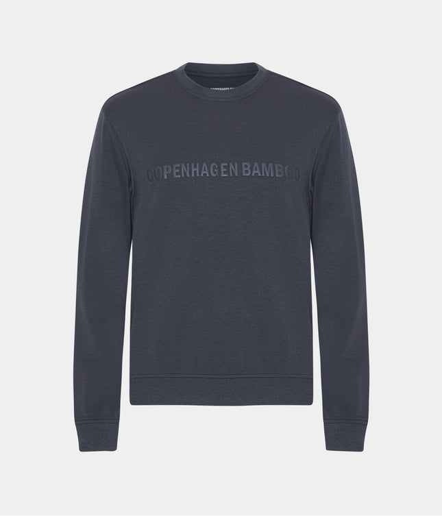 Mørkegrå bambus sweatshirt med logo