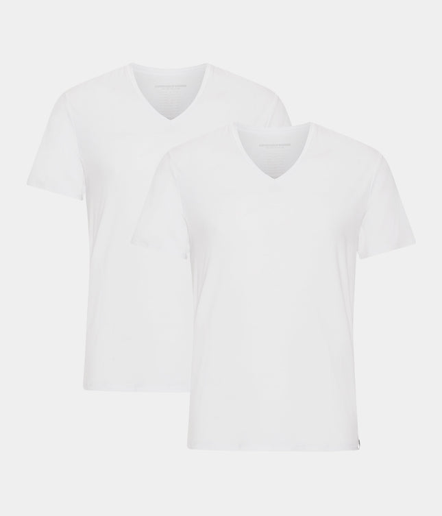 2 stk hvide slim fit v-hals bambus T-shirts