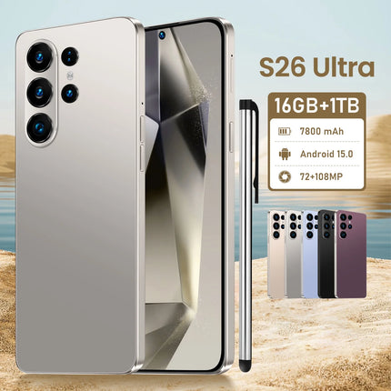 Hot Selling S26 Ultra 5G Smartphone Original Android 15 108MP HD Beauty Camera 16GB+1TB 7.3inch Unlocked Deca Core Cellular CDMA