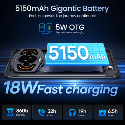 Brand New LAGENIO Panther1 4G 120Hz Android 15 Rugged Phone 12GB+128GB Storage 5150mAh Large Battery Drop-Resistant Smartphone