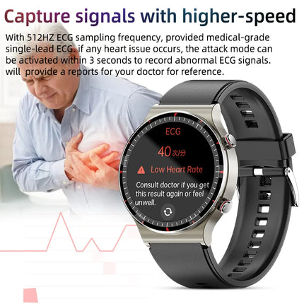 Smartwatch TFT Magnetic ECG PPG Heart Rate Blood Pressure Oxygen Fitness Tracker Medical Grade 4G IP68 Waterproof Factory