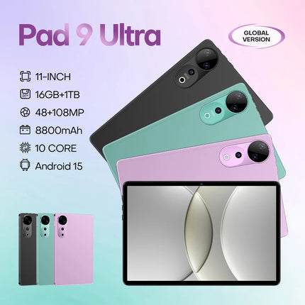 2025 Original Pad 9 Ultra 11-Inch Tablet PC for Kids Fast Charging 16GB Memory Front Camera Capacitive Screen