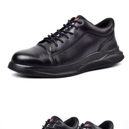 Mens Leather Safety Shoes Anti-Scalding Industrial Shoes Anti-Smash Anti-Puncture Work Shoes Steel Toe Shoes Waterproof