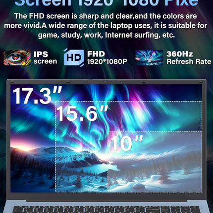 Laptops Brand New 17.3" Laptop Business I5-1038GN7 2TB Win 11 High Refresh Fingerprint Unlock Student Gaming Computer