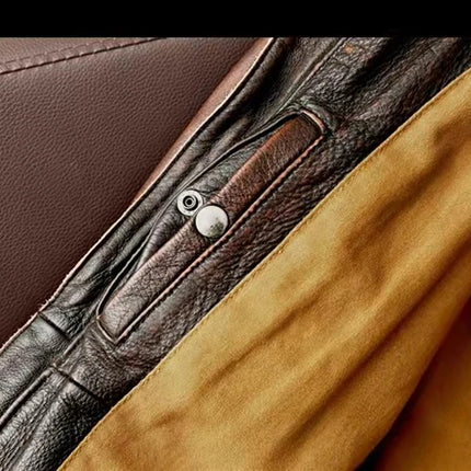 2023New Men Leather  Jacket  Swallow Tailed Vintage Motorcycle Top Cowhide Coat  Male Biker Clothing