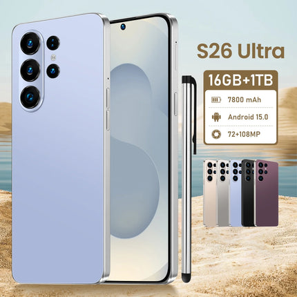 Hot Selling S26 Ultra 5G Smartphone Original Android 15 108MP HD Beauty Camera 16GB+1TB 7.3inch Unlocked Deca Core Cellular CDMA
