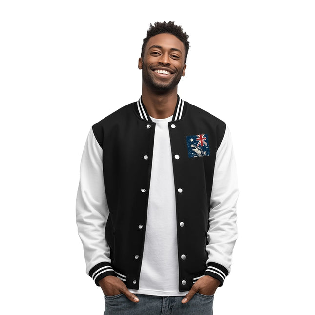Australia Flag Printed Women's Men's Varsity Baseball Jackets Casual Letterman Bomber Jacket Windbreaker Lightweight Jacket Coat