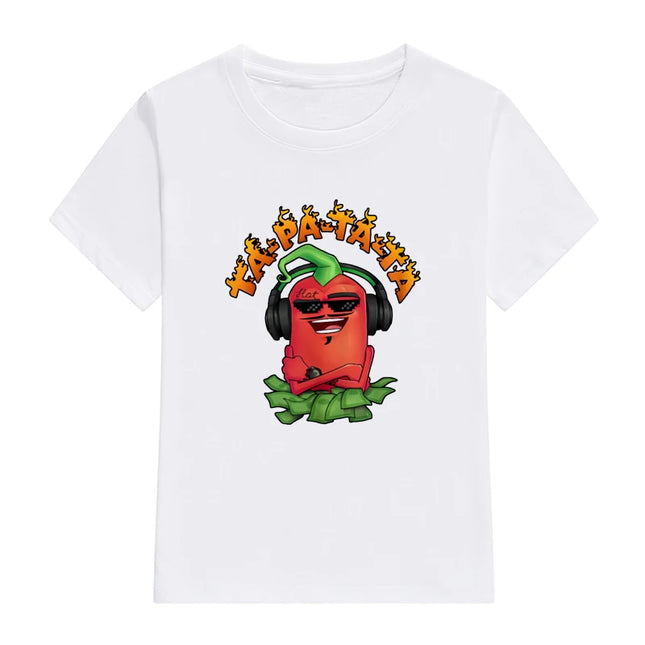 Children's 100% Cotton T Shirts Merch Edison Pepper "TA-PA-TA-TA" Print Casual Family Clothing Set boy's & girl's Fashion Tops