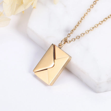 Love Letter Envelope Pendant Necklace Customized Stainless Steel Jewelry Confession Love You for Valentine Day Mother Day Gift
