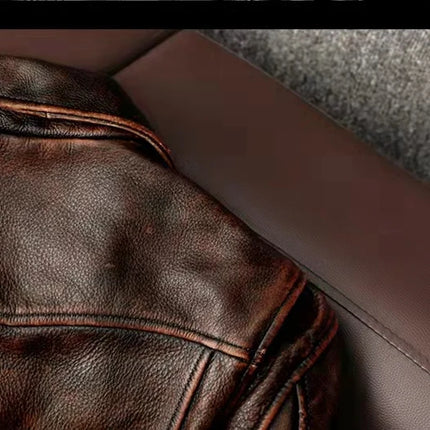 2023New Men Leather  Jacket  Swallow Tailed Vintage Motorcycle Top Cowhide Coat  Male Biker Clothing