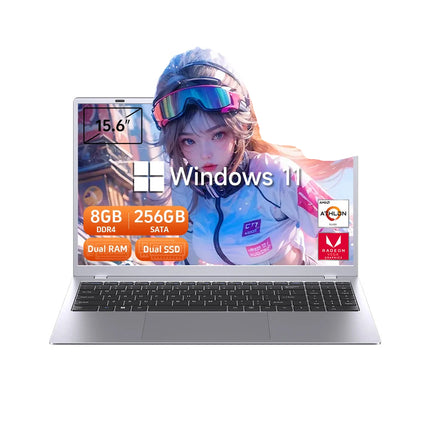 15.6 Inch AMD Ordinateur Laptops Portable New Business Laptop AMD 8GB RAM 256GB SSD Windows 11 Pro Laptops Brand New