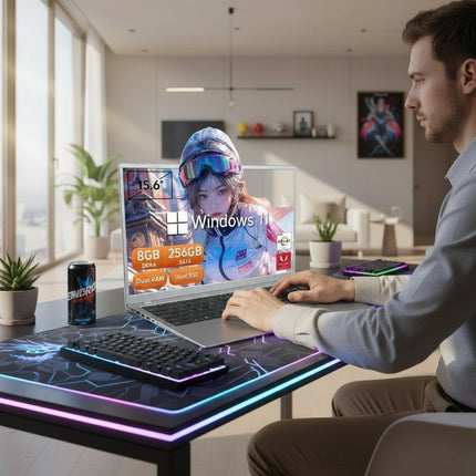 15.6 Inch AMD Ordinateur Laptops Portable New Business Laptop AMD 8GB RAM 256GB SSD Windows 11 Pro Laptops Brand New