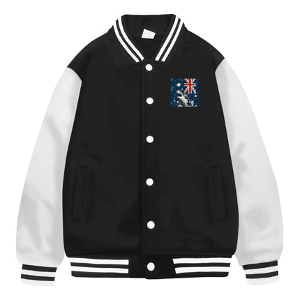 Australia Flag Printed Women's Men's Varsity Baseball Jackets Casual Letterman Bomber Jacket Windbreaker Lightweight Jacket Coat