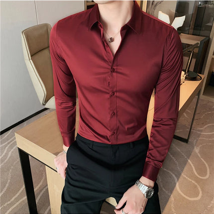 Summer Men Fashion Casual Short Sleeve Solid Shirt Super Slim Fit Male Social Business Dress Shirt Brand Men Casual Dress Blouse