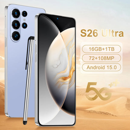 Hot Selling S26 Ultra 5G Smartphone Original Android 15 108MP HD Beauty Camera 16GB+1TB 7.3inch Unlocked Deca Core Cellular CDMA