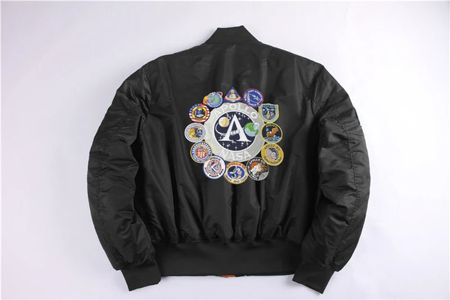Winter bomber flight jacket vintage MA-1 APOLLO men coat streetwear warm varsity hip hop baseball letterman pilot us air force