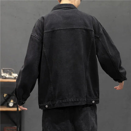 New Denim Jacket Men Vintage Jean Coats Streetwear Fashion Jean Jacket Men Turn Down Collar Denim Outerwear Cotton Bomber Jacket