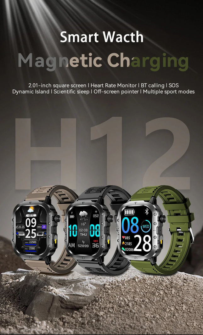 2.01inch Screen Smart Watch New Design Multifunctional Heart Rate BT Call Android IOS Smart Watch H12 Sport Smart Watch