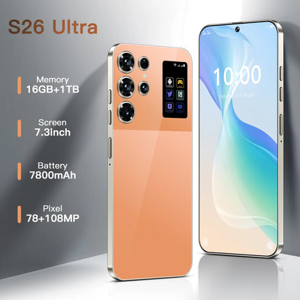 2025 S26 Ultra 5G Smartphone 7.3inch Unlocked Dual SIM 16GB+1TB Storage 4K Smart LED Screen Supports LTE Dual